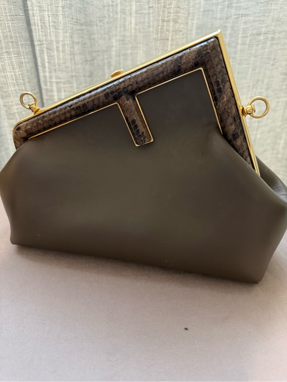 Fendi small first Shoulder bag Pithon leather brown